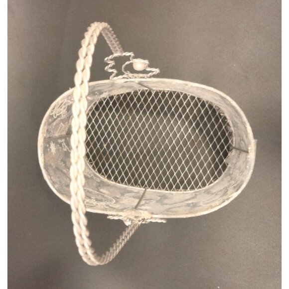 Silver Snowman Beaded Basket Snowflake Metal Wire - Picture 6 of 7